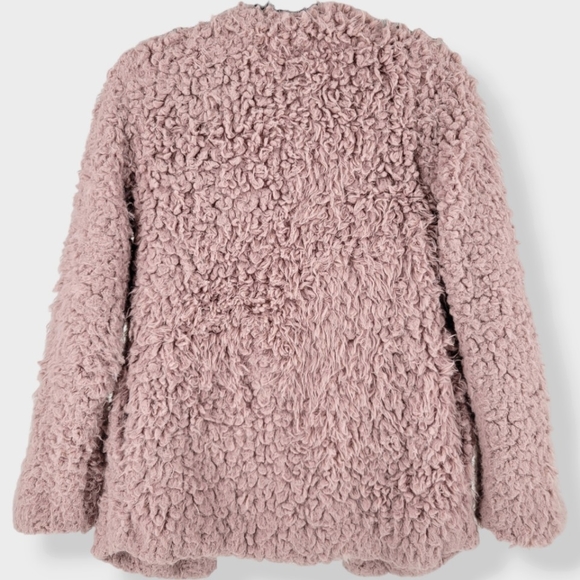 CHARLOTTE RUSSE Retro Teddy Bear Shag Jacket Dusty Pink - Picture 11 of 16